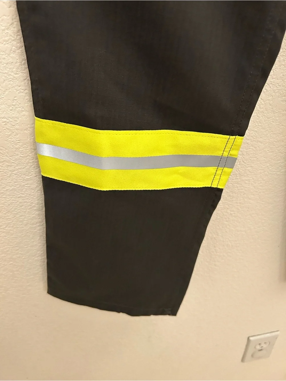 Men's  Gray Safety Work Pants with Reflective Yellow Striping
